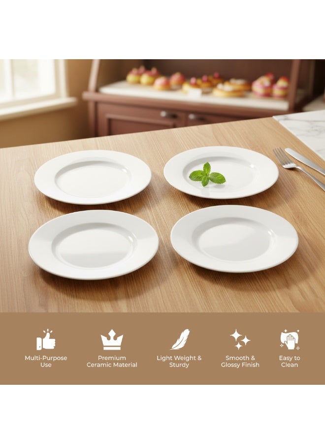 Luminarc 4Pcs White Ceramic Dessert Plate 19cm Elegant Round Plates for Cakes, Snacks & Desserts Microwave & Dishwasher Safe Tableware - Image 4